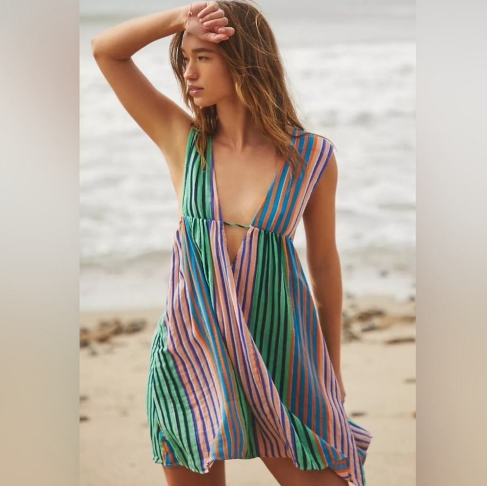 Anthropologie Multicolor Striped V-Neck Dress